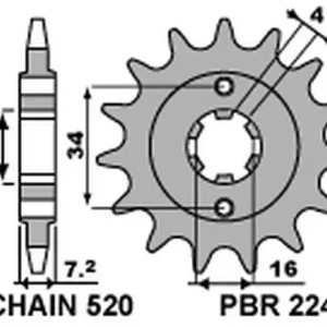 Víkendová Akce PBR řetězové kolo přední 2247 14 18NC KTM 125 DUKE 11-21 (-1) (JTF1903.14) (MADE IN ITALY)